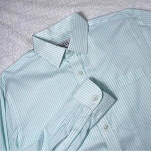 W. H. Taylor Shirtmakers Light Blue And White Striped Dress Shirt Size 16.5